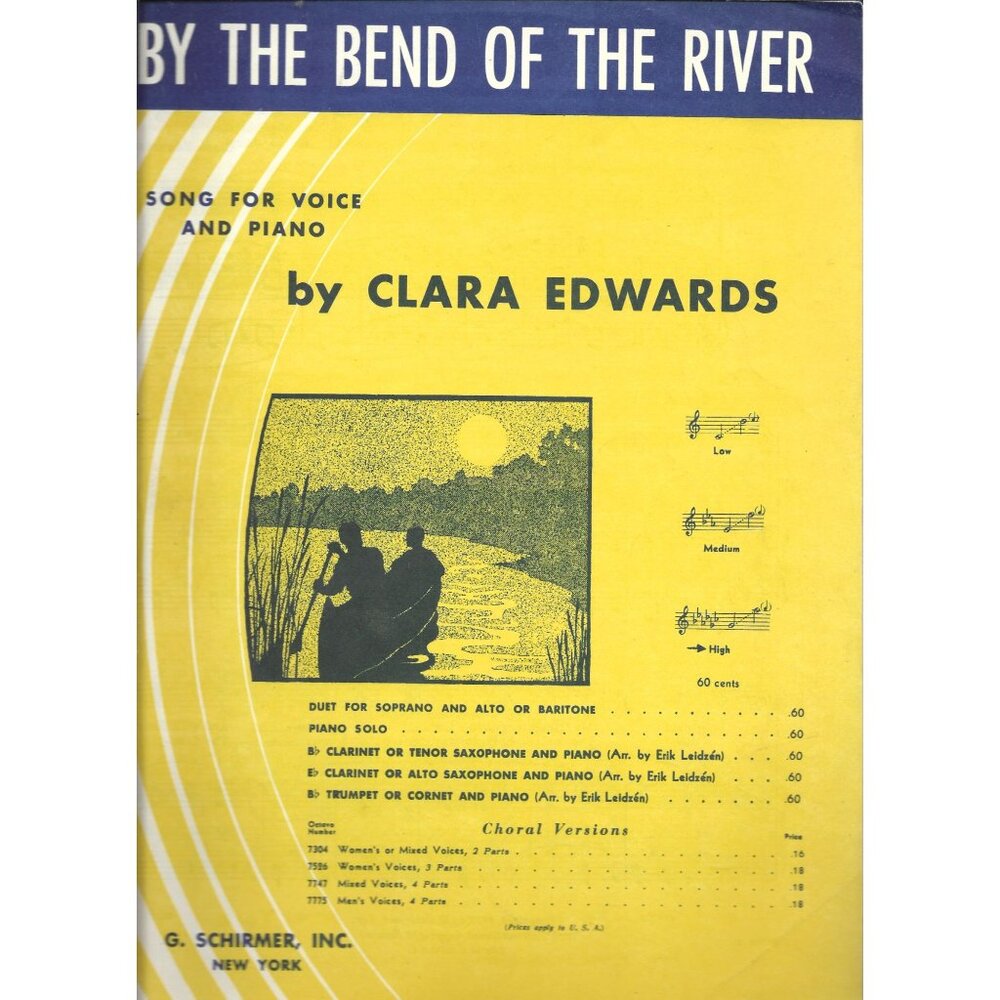 Vintage Sheet Music By The Bend Of The River By Clara Edwards 1927 G Shirmer